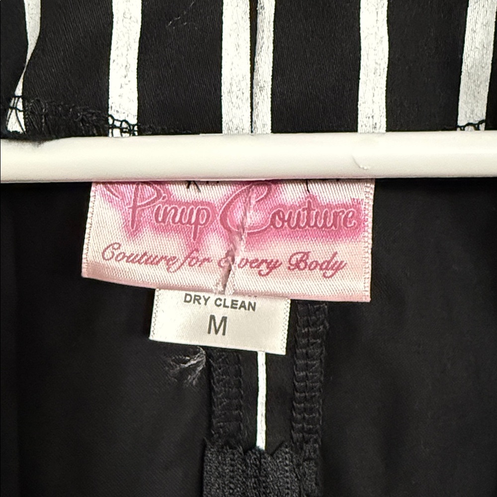Doris Batwing Top black and white pinstripe pattern by Pinup Couture Halloween - Picture 5 of 7